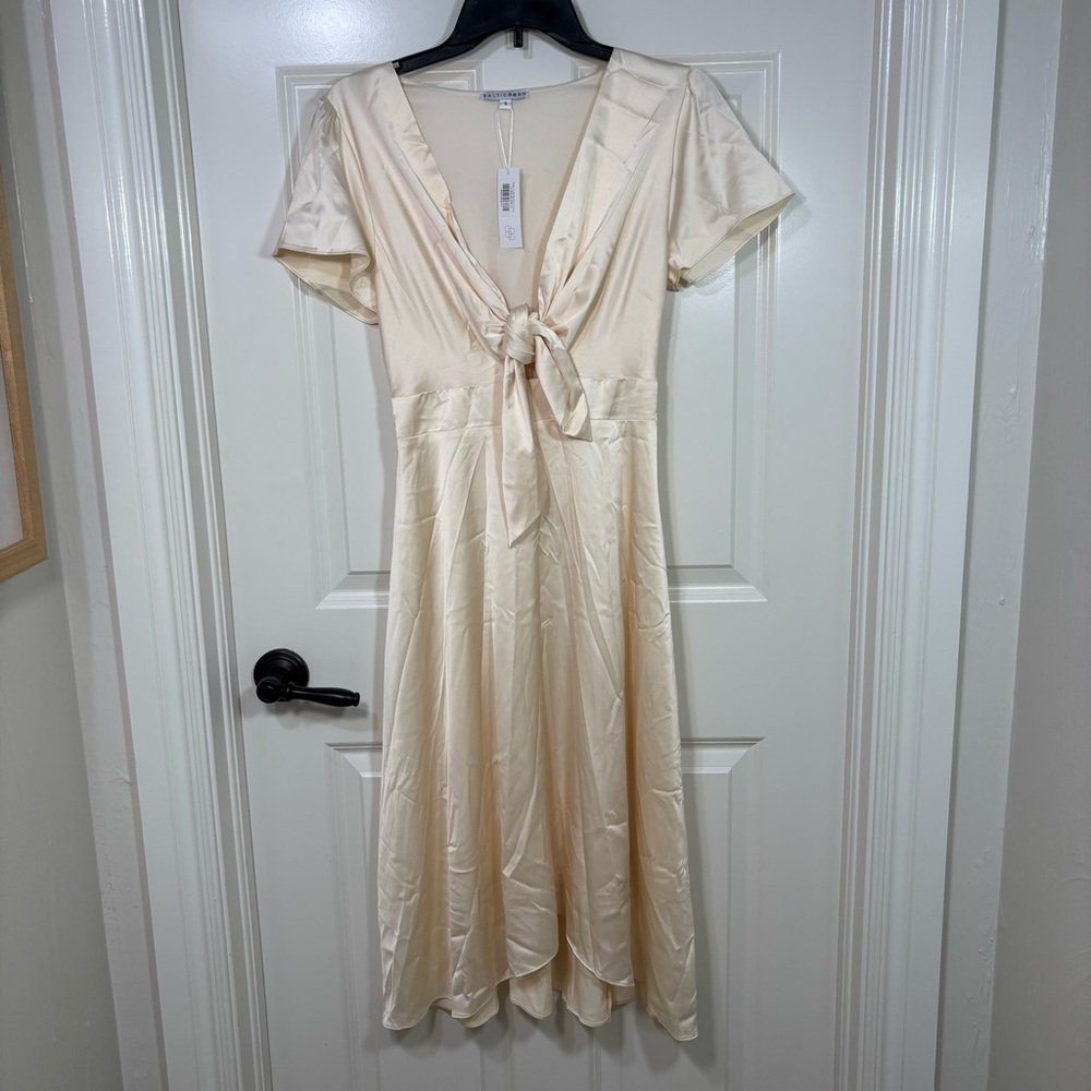 NWT Baltic Born Poppy Satin Midi Dress Women’s S Ivory